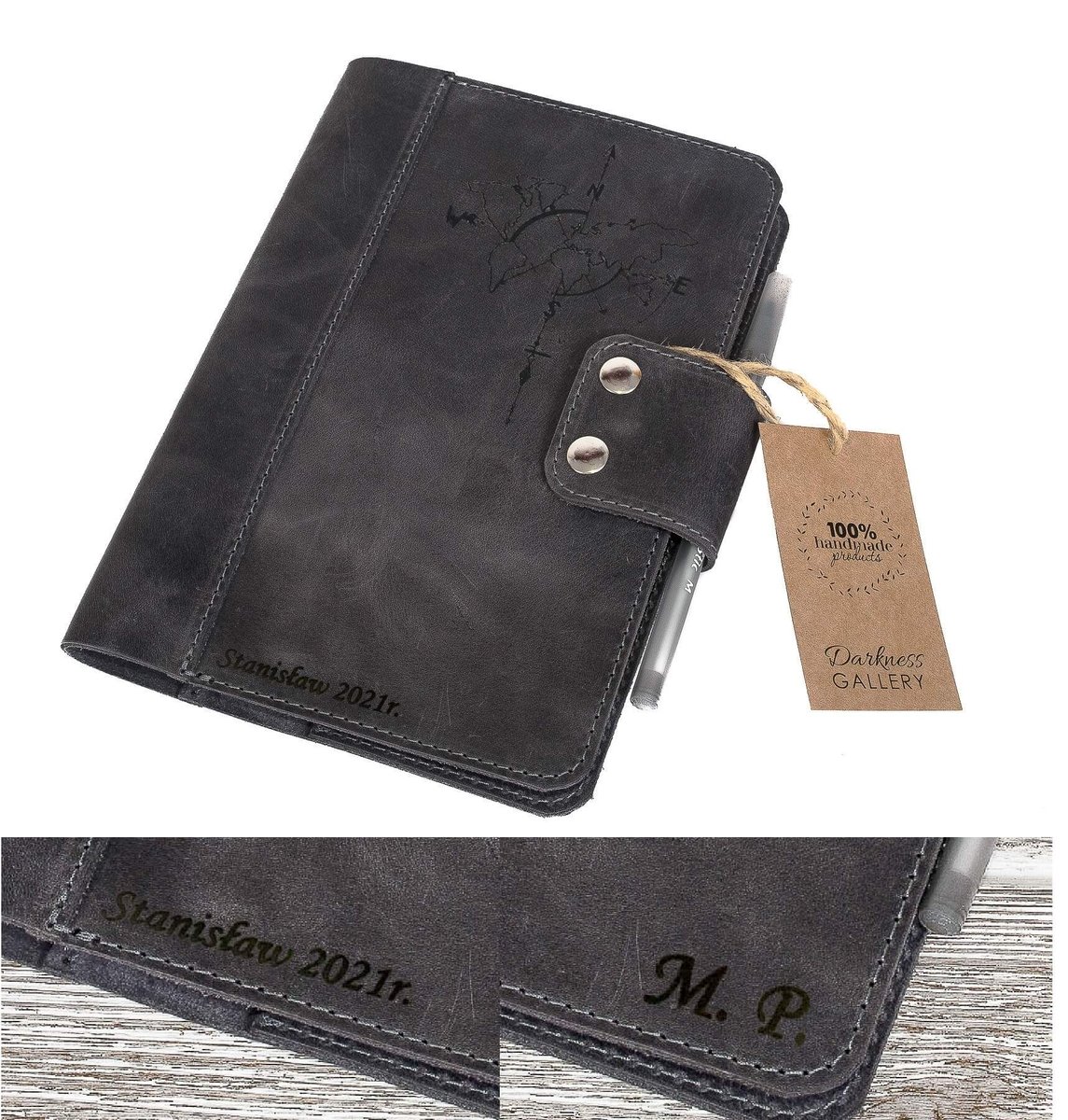 Skórzany Notes A5 personalizowany kolor Szary