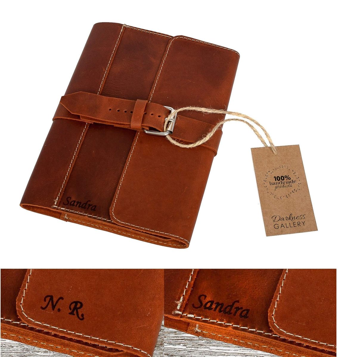 Skórzany notes A5 personalizowany kolor rudy brąz