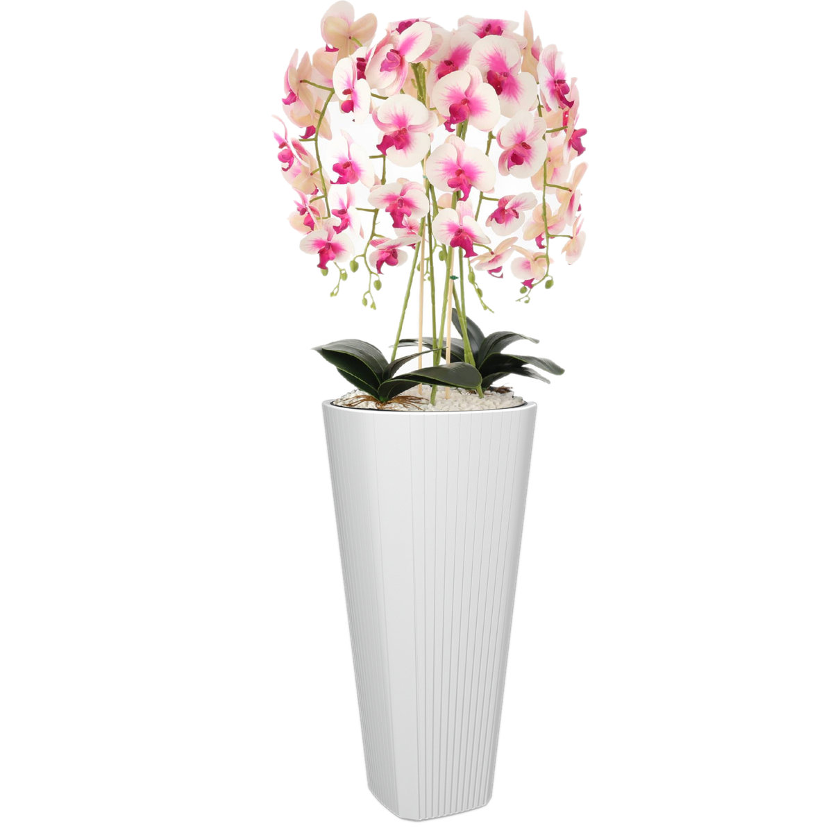 Donica doniczka wysoka wkład okrągła Ø39 cm H 81 cm biała nowoczesna