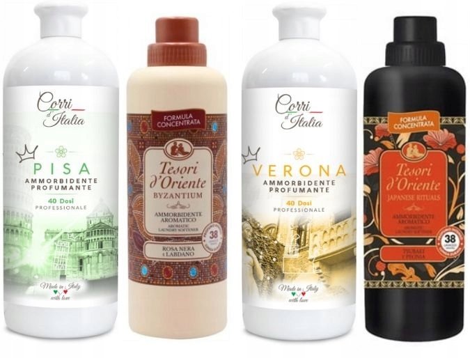 ZESTAW 4 PIĘKNYCH PŁYNÓW CORRI d`ITALIA oraz TESORI d`ORIENTE PBVJ