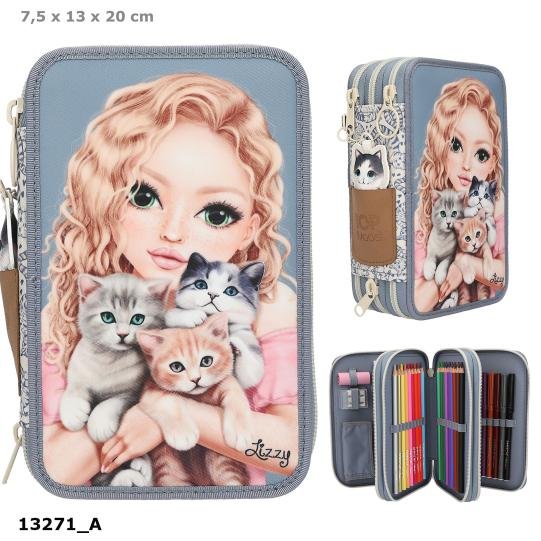 DEPESCHE, piórnik 3-komorowy z wyposażeniem top model cat love 13271a