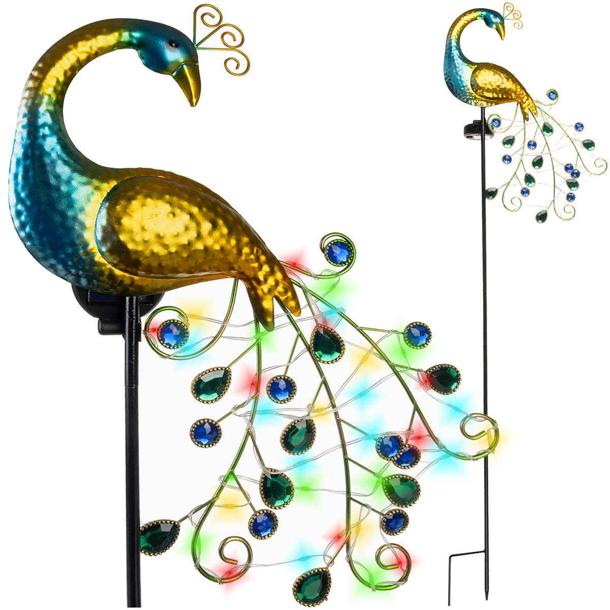 Lampa Solarna Ogrodowa Paw Wodoodporna Wbijana Lampka 40 LED Dekoracja GARDLOV