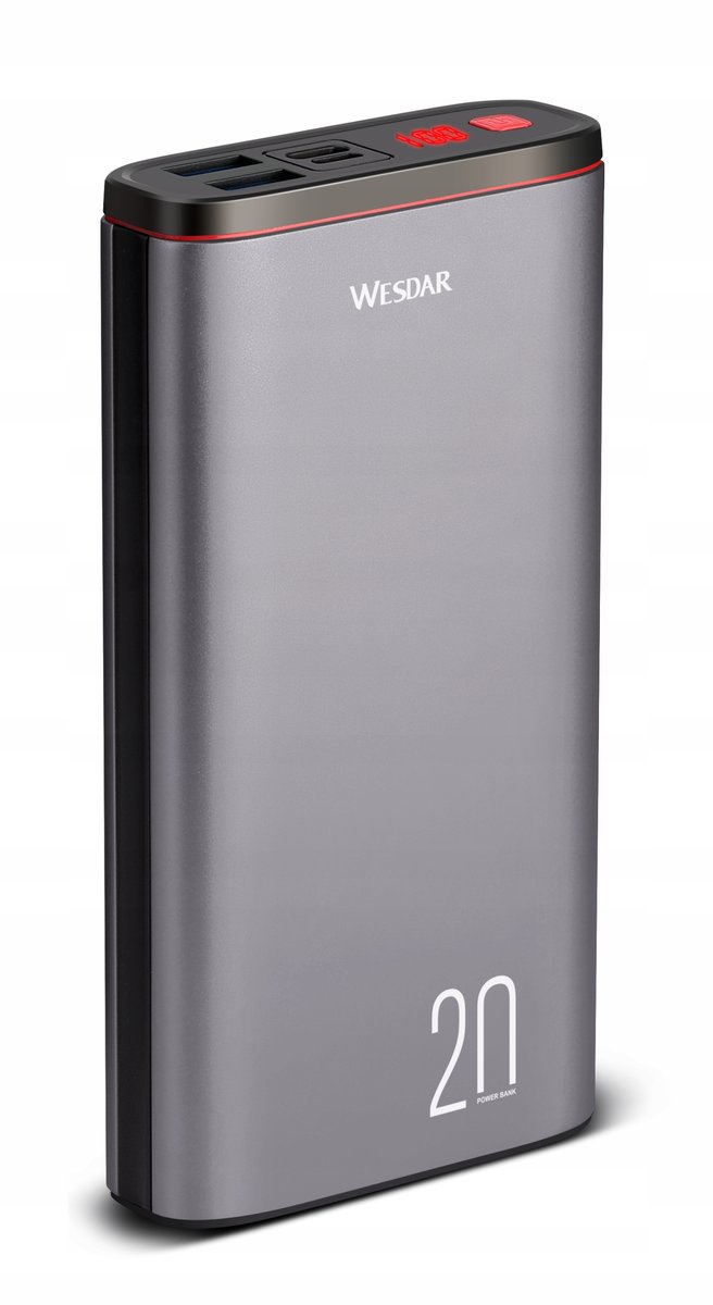 Powerbank 20000mAh 2x USB 1x Micro USB TYP-c LED NA PODRÓŻE