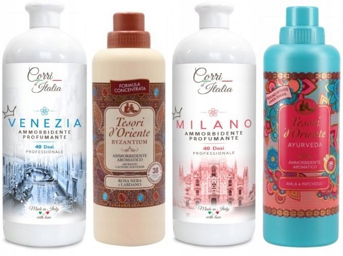 ZESTAW 4 PIĘKNYCH PŁYNÓW CORRI d`ITALIA oraz TESORI d`ORIENTE VBMA