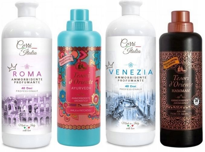 ZESTAW 4 PIĘKNYCH PŁYNÓW CORRI d`ITALIA oraz TESORI d`ORIENTE RAVH