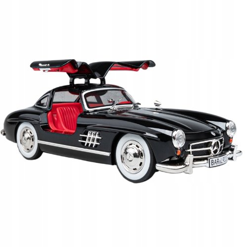MERCEDES 300SL METALOWY MODEL SAMOCHODU 1:24 DŹWIĘK ŚWIATŁO CZARNY