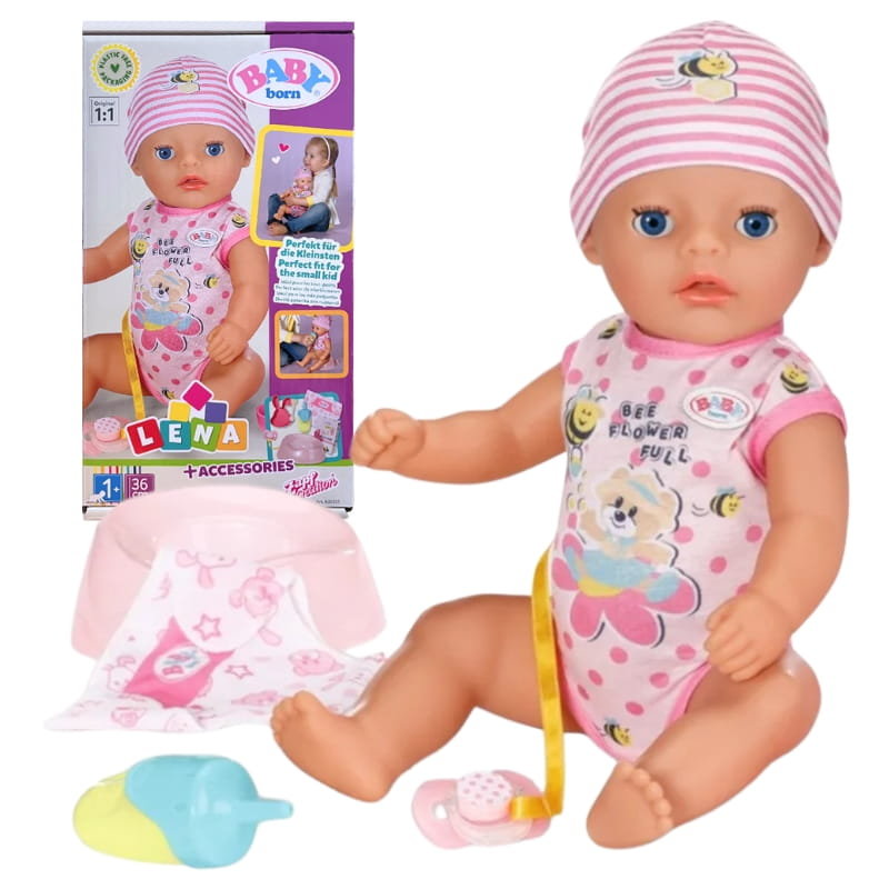 Baby Born Lalka Interaktywna Lena Bobas + Akcesoria 36cm Ekologiczny Karton
