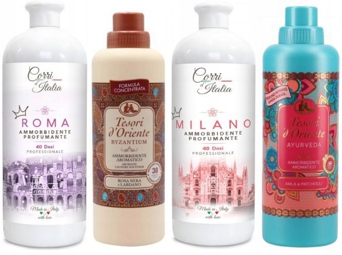 ZESTAW 4 PIĘKNYCH PŁYNÓW CORRI d`ITALIA oraz TESORI d`ORIENTE RBMA