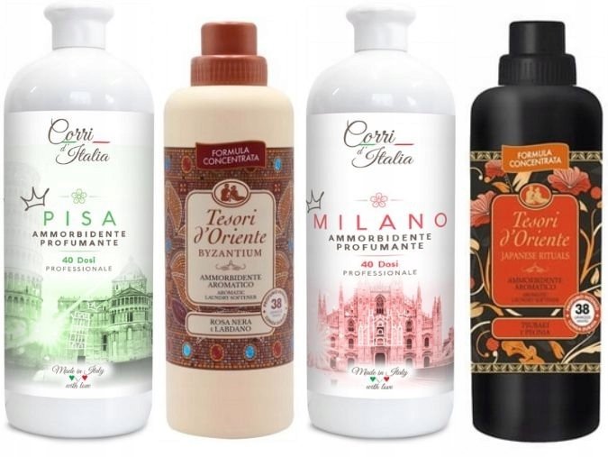 ZESTAW 4 PIĘKNYCH PŁYNÓW CORRI d`ITALIA oraz TESORI d`ORIENTE PBMJ