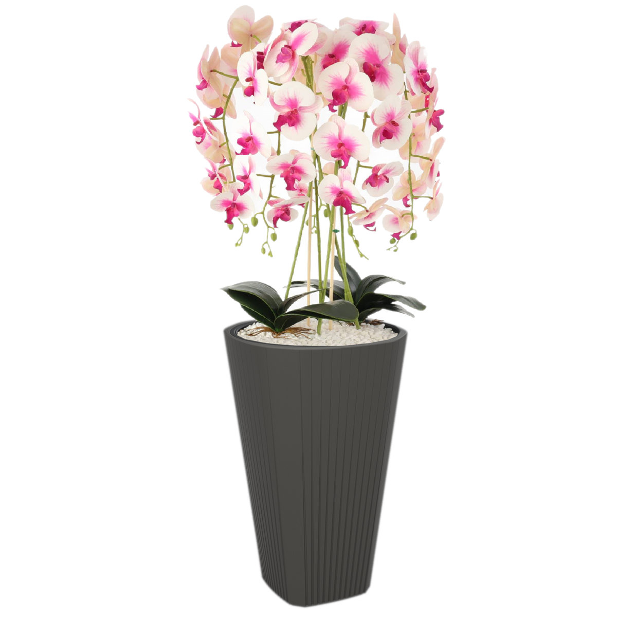 Donica doniczka wysoka wkład okrągła Ø39 cm H 61 cm antracyt nowoczesna