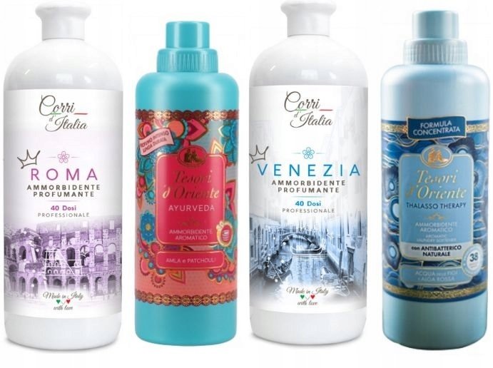 ZESTAW 4 PIĘKNYCH PŁYNÓW CORRI d`ITALIA oraz TESORI d`ORIENTE RAVT