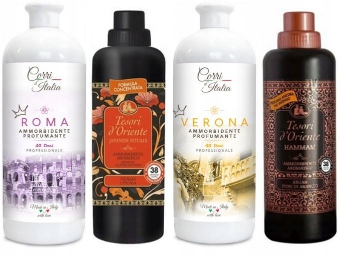 ZESTAW 4 PIĘKNYCH PŁYNÓW CORRI d`ITALIA oraz TESORI d`ORIENTE HJVR
