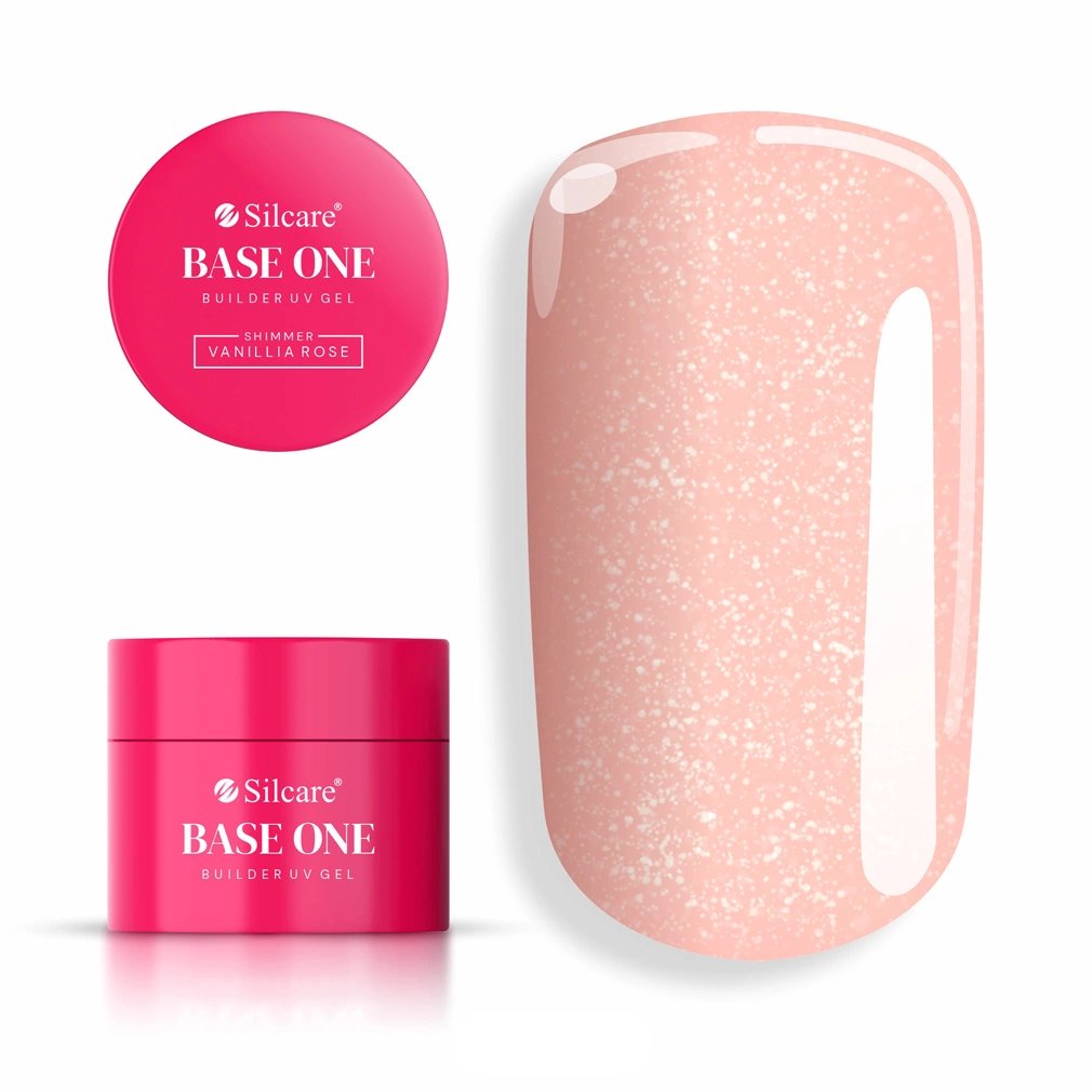 Żel Budujący Base One Shimmer Vanillia Rose 50g do Paznokci Samopoziomujący