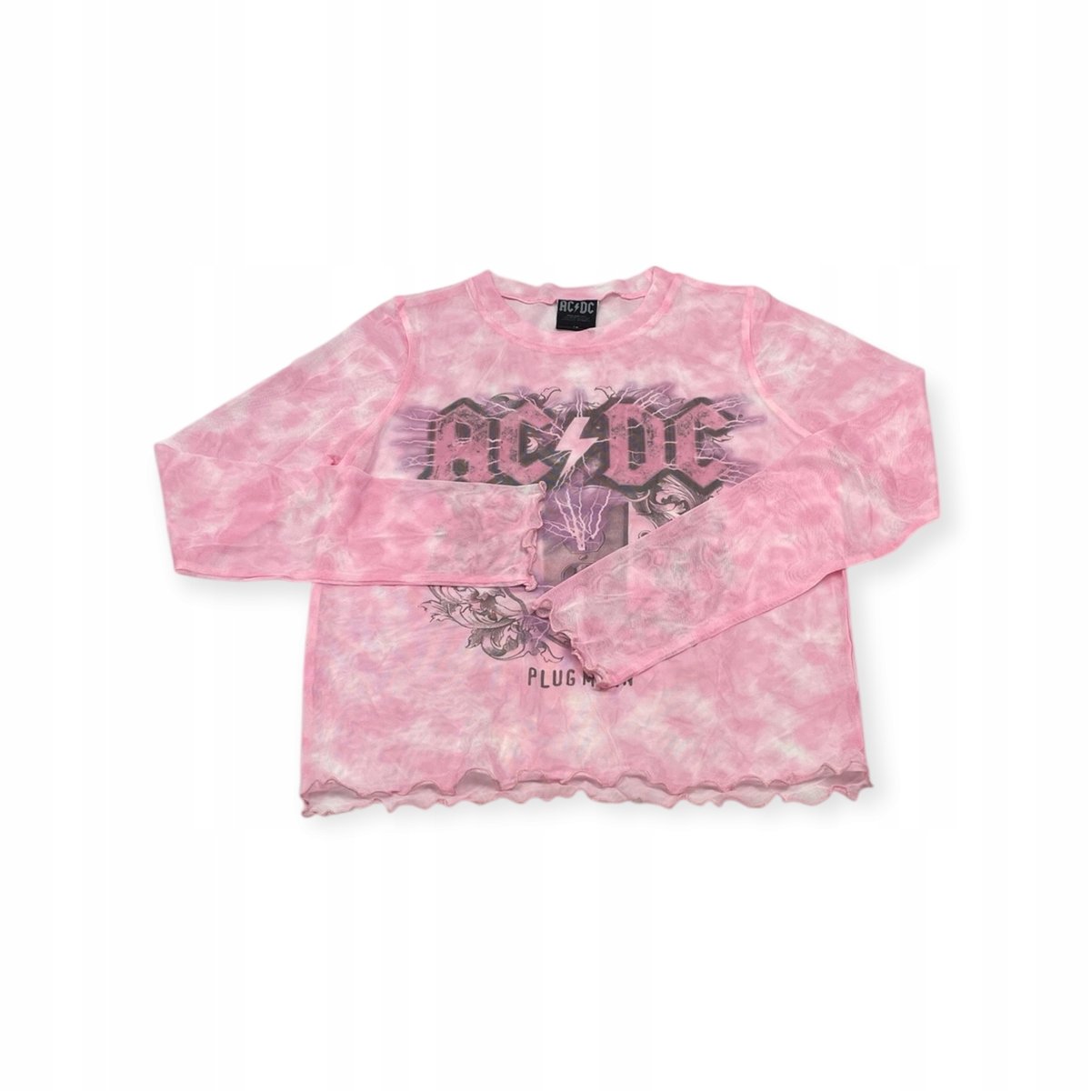 Bluzka dziewczęca na długi rękaw prześwitująca AC/DC 12lat