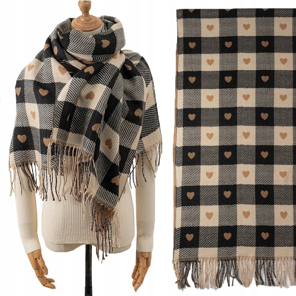 Szal Damski Szalik Dwustronny Modny Wiosenny Ciepły Duży Chusta Z Frędzlami