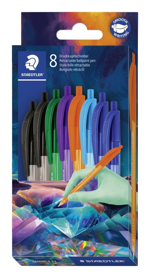Zestaw długopisów automatycznych trójkątnych Multiverse 8 szt Staedtler