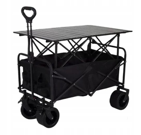 WÓZEK SKŁADANY NA KÓŁKACH TRANSPORTOWY KEMPINGOWY STOLIK DUŻA POJEMNOŚĆ