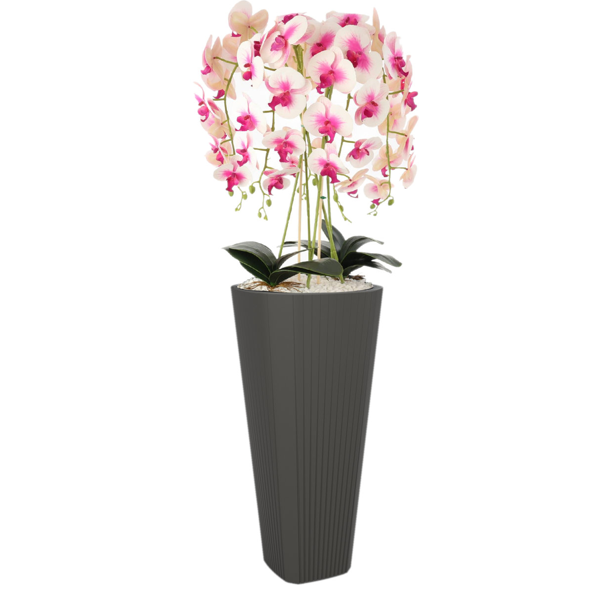 Donica doniczka wysoka wkład okrągła Ø39 cm H 81 cm antracyt nowoczesna