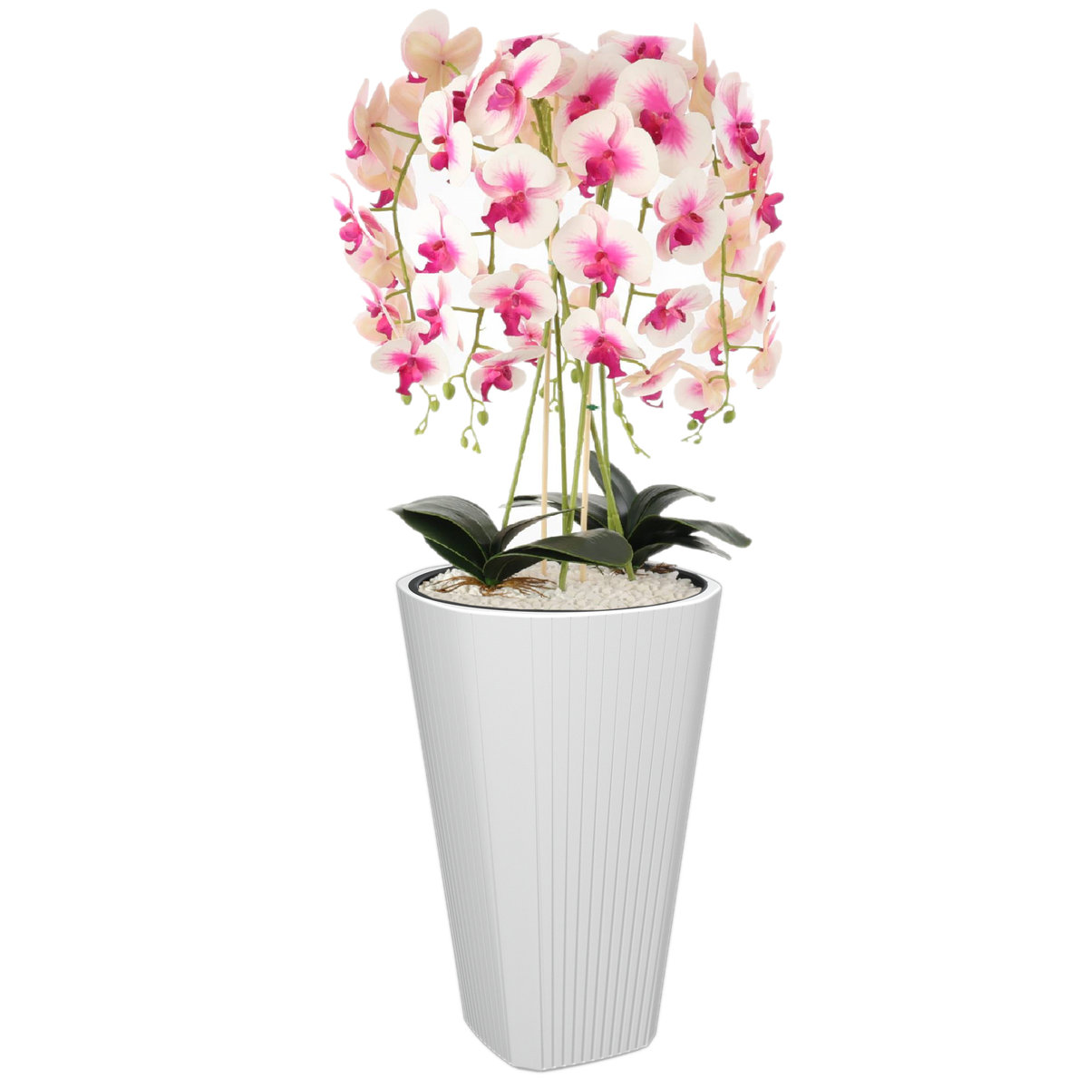 Donica doniczka wysoka wkład okrągła Ø39 cm H 61 cm biała nowoczesna