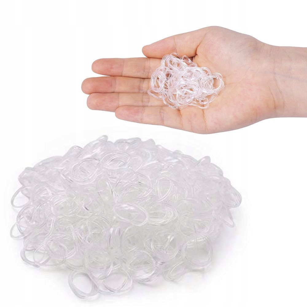 SILIKONOWE MINI GUMKI ELASTYCZNE BEZBARWNE GUMECZKI DO WARKOCZYKÓW 1000 SZT