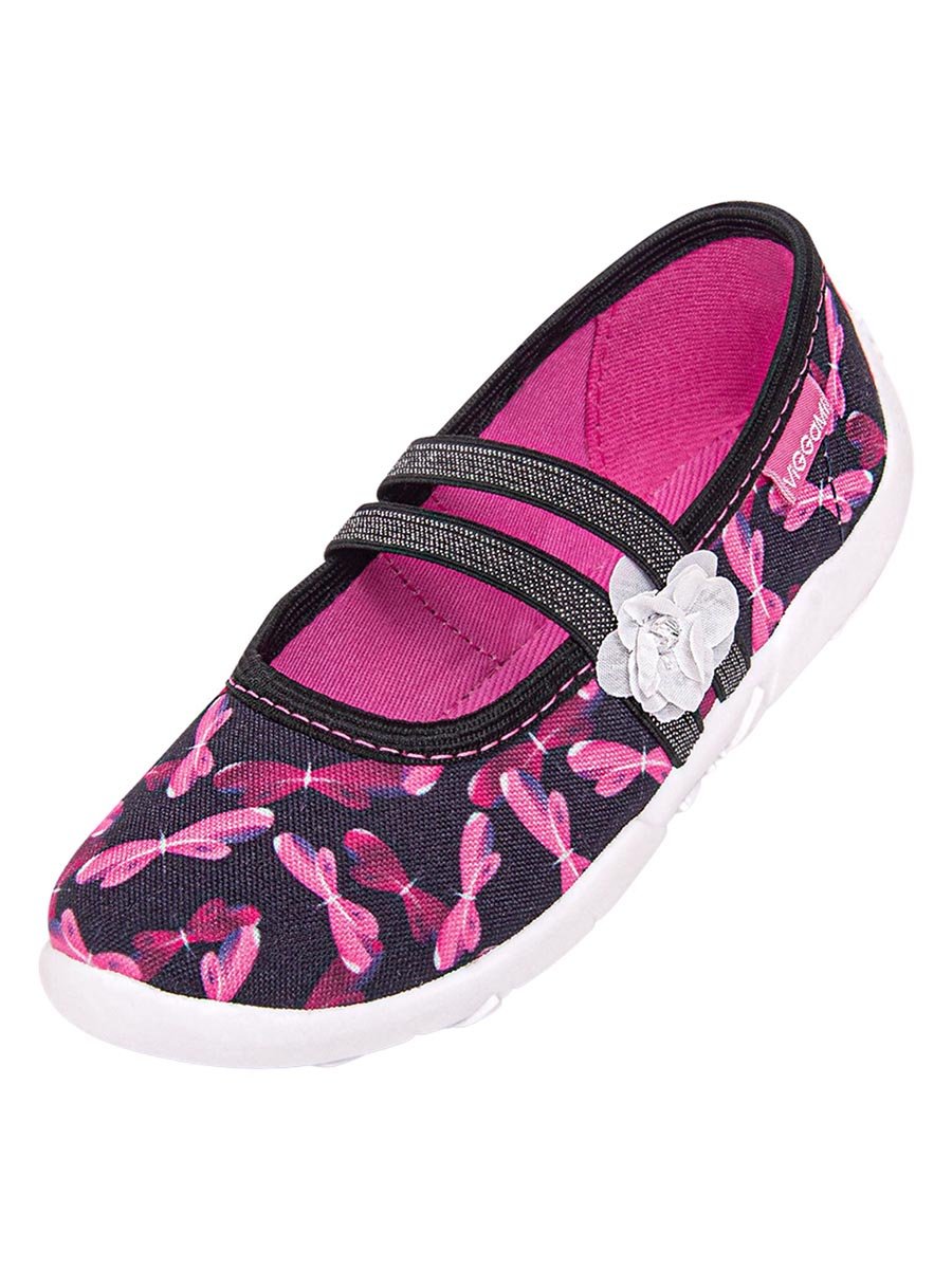 Dziewczęce kapcie w motyle z aplikacją kwiatka Vi-GGa-Mi