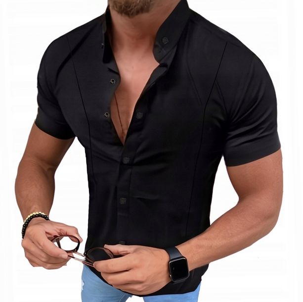 Koszula Męska Stójka Casual Bawełniana Regular
