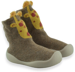 Dziecięce niechodki skarpety żyrafa 002P078 Brąz