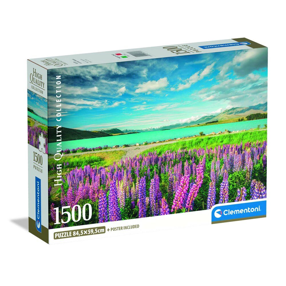 Puzzle 1500 elementów. Compact Lupins at Lake Tekapo