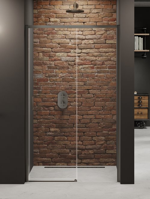 Drzwi prysznicowe rozsuwane prawe kolor stalowy 110 cm D-0888A Prime New Trendy Gunmetal Brushed