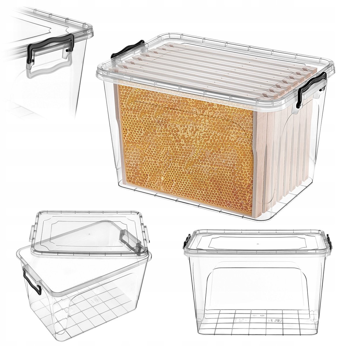 POJEMNIK PROSTOKĄTNY NA ŻYWNOŚĆ PLASTER MIODU RAMKI WIELKOPOLSKIE 30 L