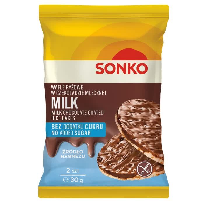 Sonko Wafle Ryżowe W Czekoladzie Mlecznej Bez Dodatku Cukru 30 G