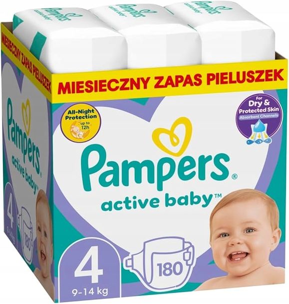 Pieluszki Pampers Active Baby Rozmiar 4 180 szt.