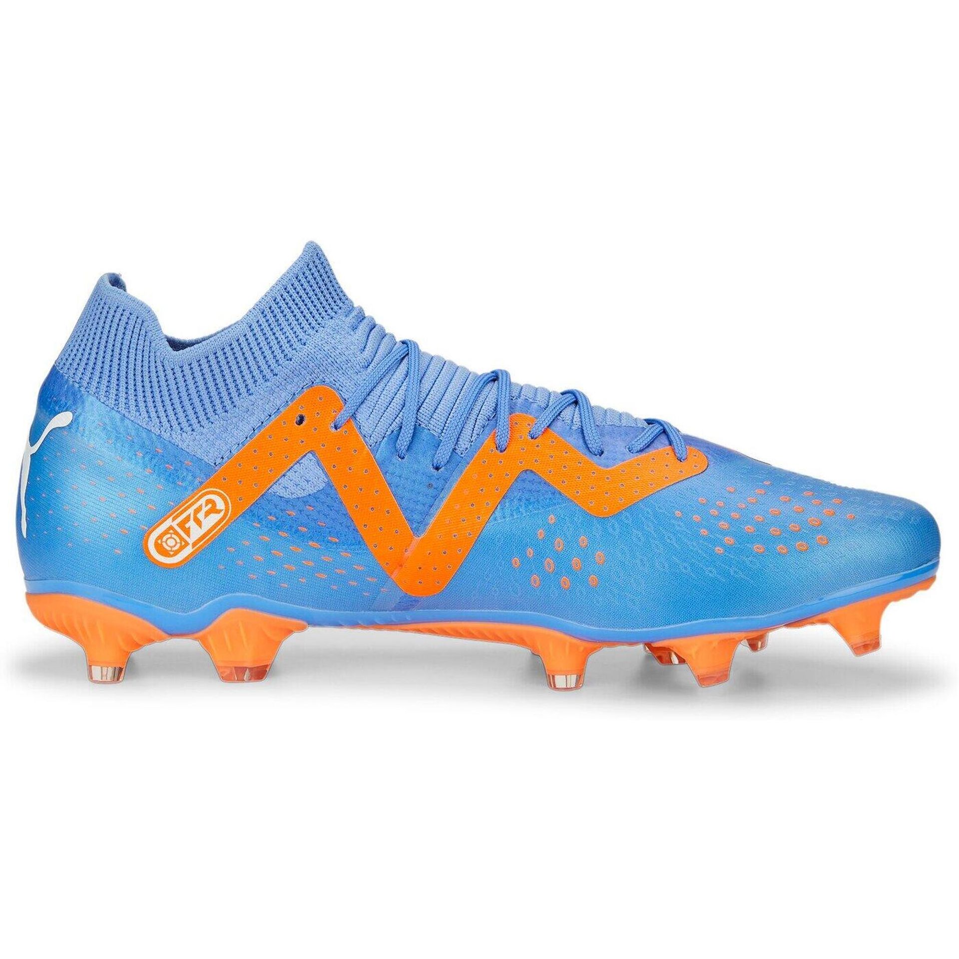 PUMA Męskie buty piłkarskie Future Match Fg/Ag, Blue Glimmer Puma White Ultra Orange, 46.5 EU