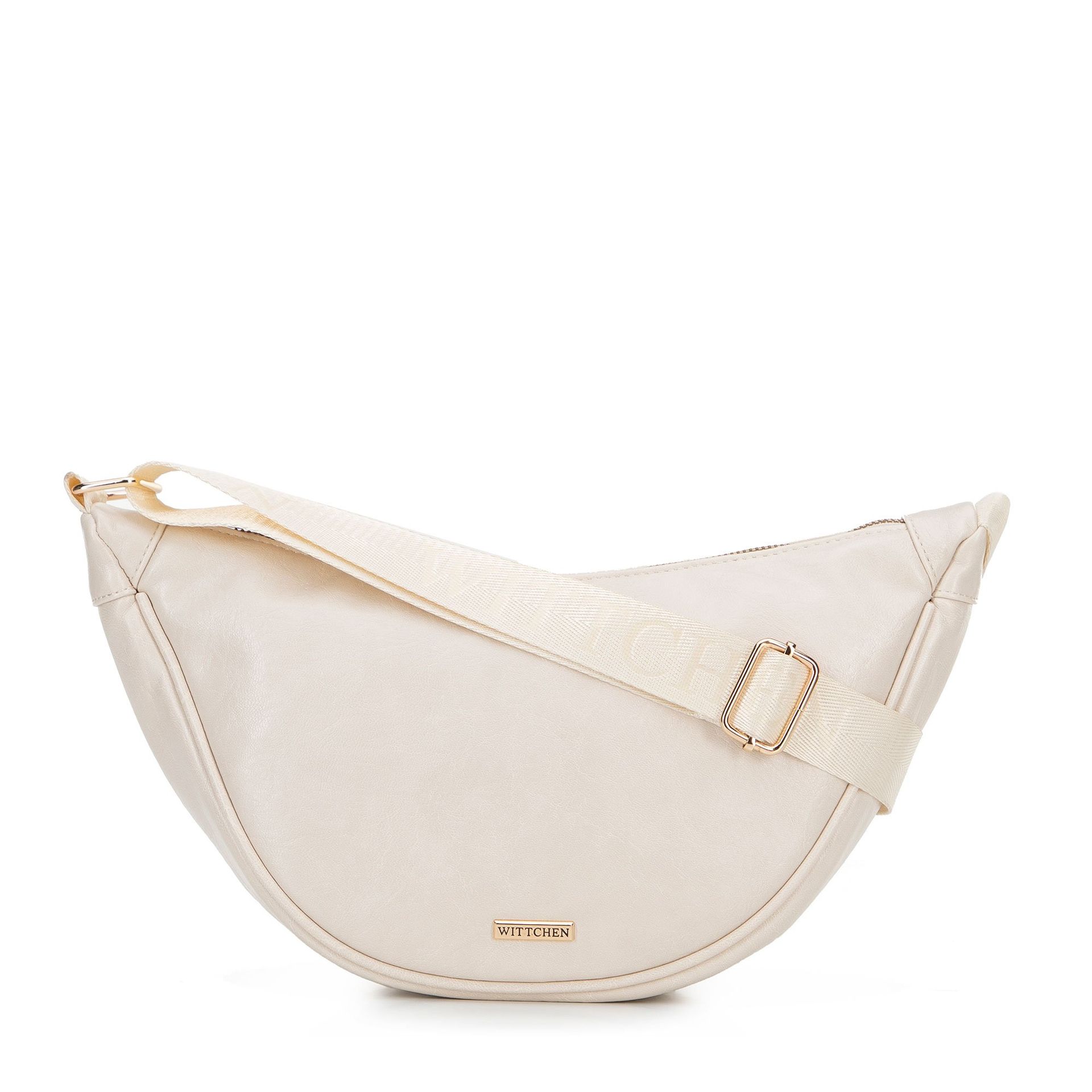 Damska torebka crossbody na szerokim pasku kremowa