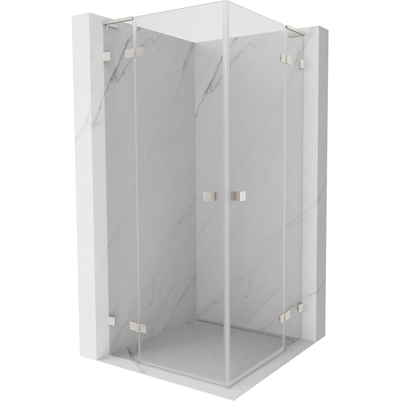 Mexen Lunar L Duo kabina prysznicowa uchylna 80 x 80 cm, transparent, nikiel szczotkowany - 834L-080L-080P-97-00