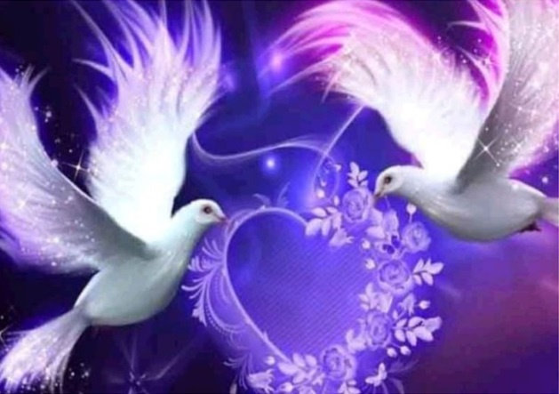 Diamentowa Mozaika Gołębie I Serduszko Fioletowe 30x40
