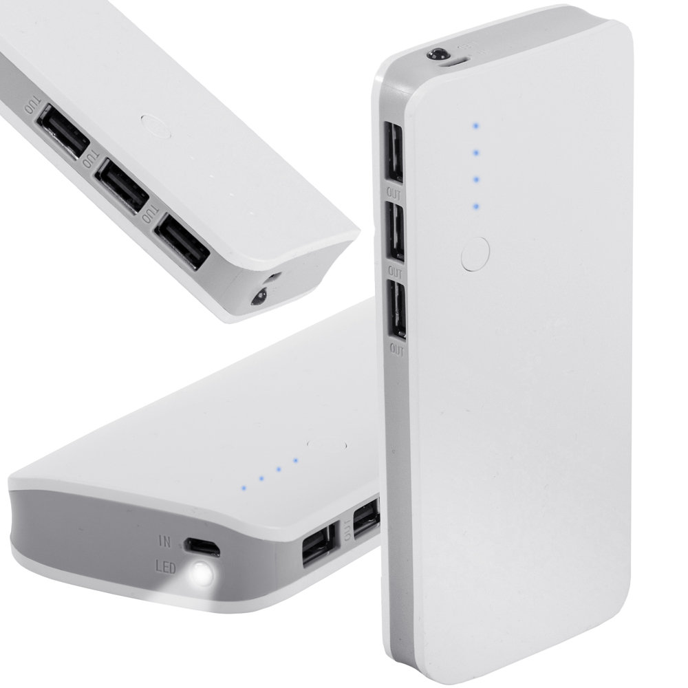 POWERBANK 10000mAh 3x USB microUSB 2.1A POWER BANK LATARKA LED MOCNY SZYBKI