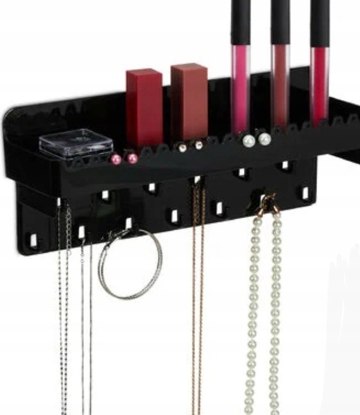 Organizer ścienny na biżuterię łańcuszki kolczyki czarny