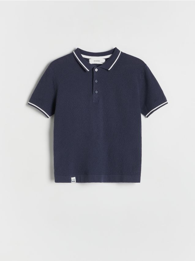 Reserved - T-shirt polo - granatowy