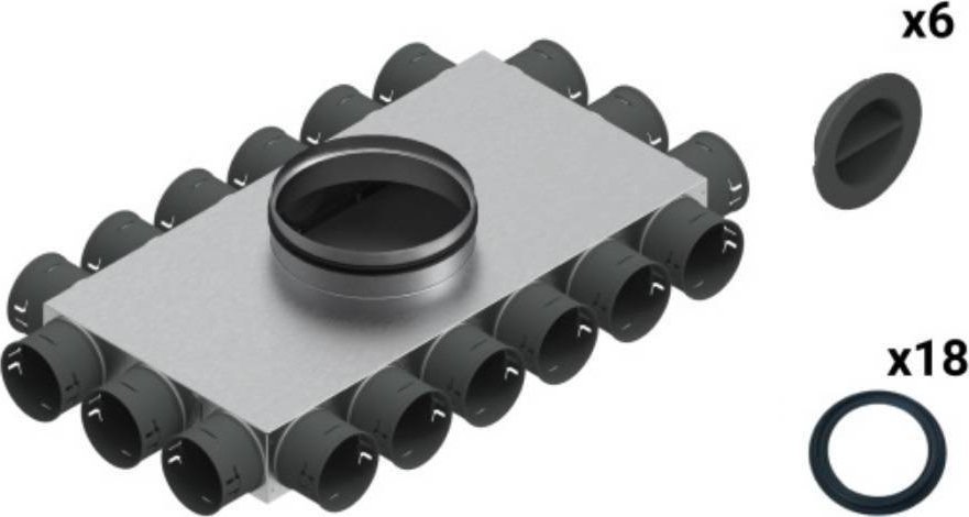 SpiroFlex Skrzynka rozdzielcza 18-12x75/200 izolowana VENT CLEAR W2 zestaw Spiroflex SX-WS18X75/200SRZ