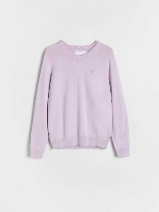 Reserved - Gładki sweter z wiskozą - lawendowy
