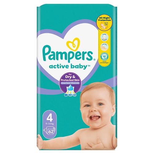 Pampers Active Baby 4 Pieluszki 9-14 kg, 62 szt. >> 0zł za wysyłkę przy zakupach od 59 zł 