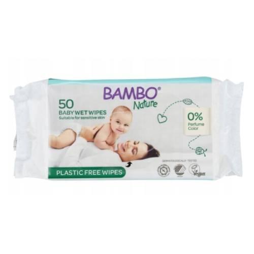 BAMBO Nature Chusteczki nawilżane bezzapachowe, 50 szt. >> 0zł za wysyłkę przy zakupach od 59 zł 