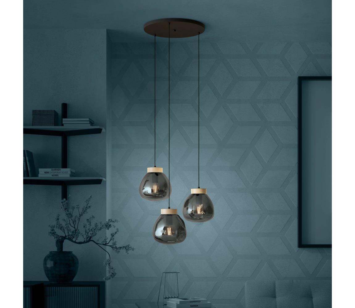 Eglo 390319 - Żyrandol na lince MAGACELA 3xE27/40W/230V dymny