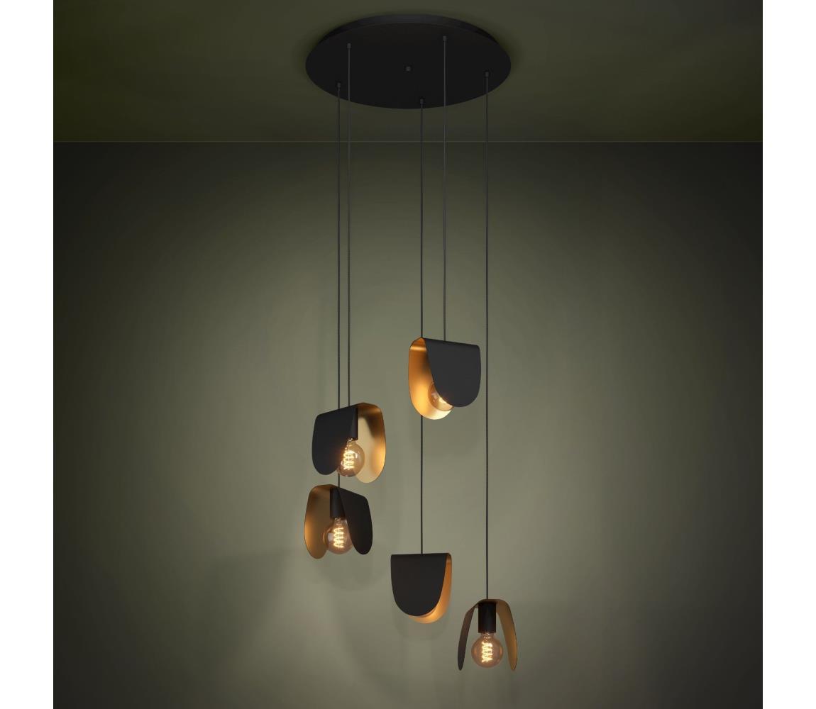 Eglo 390183 - Żyrandol na lince SERENARA 5xE27/40W/230V czarny/złoty