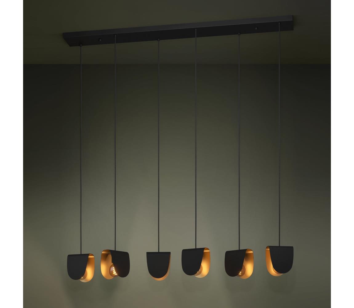 Eglo 390184 - Żyrandol na lince SERENARA 6xE27/40W/230V czarny/złoty