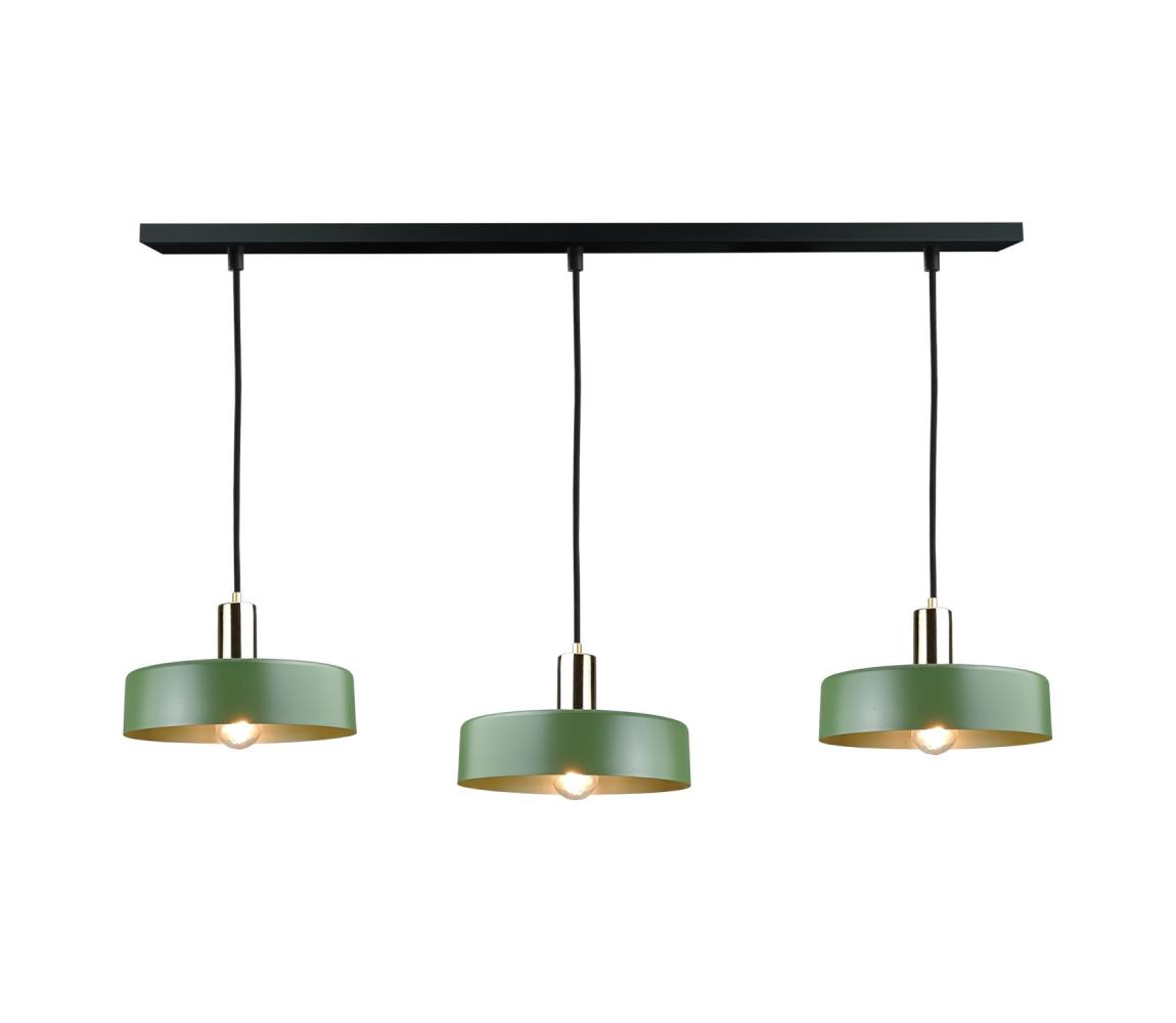 Żyrandol na lince HAKI 3xE27/60W/230V zielony/chrom błyszczący