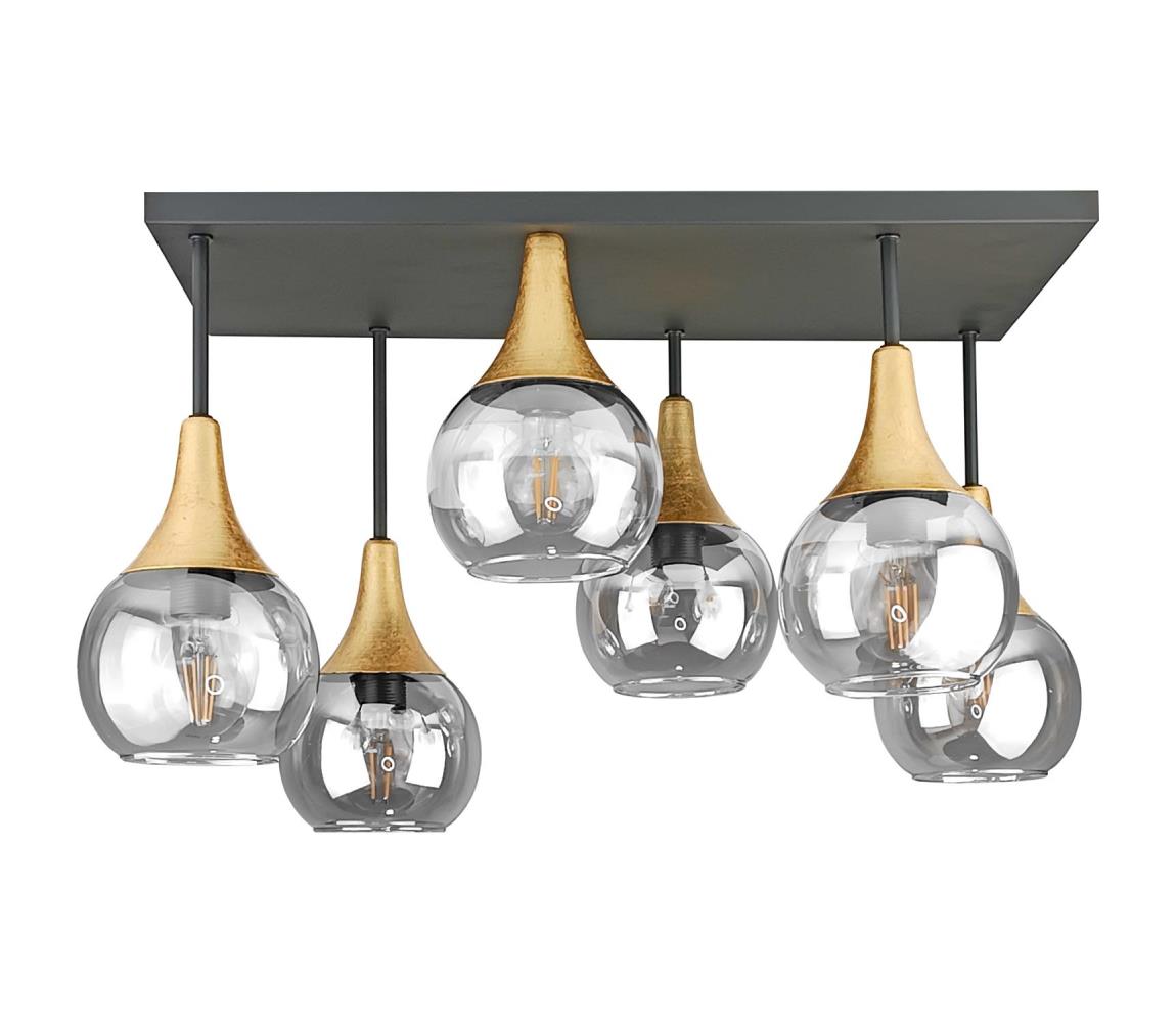 Żyrandol natynkowy SOMA 6xE27/60W/230V czarny/złoty/przezroczysty