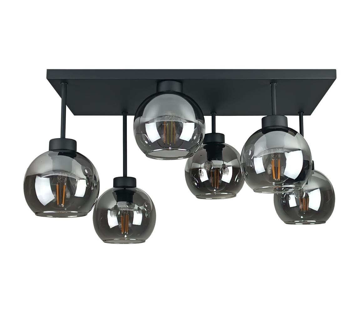Żyrandol natynkowy NESSA 6xE27/60W/230V czarny/dymny czarny