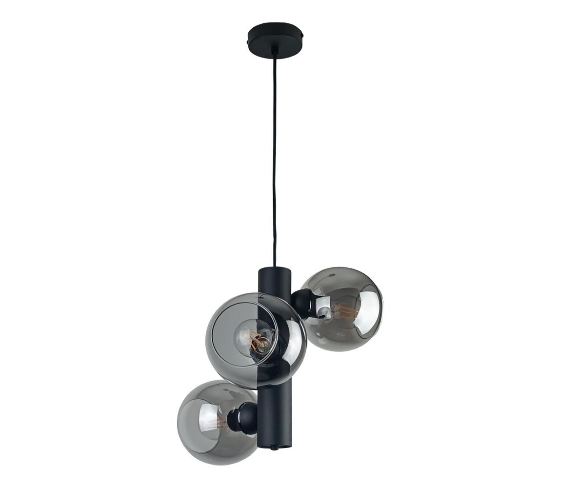 Żyrandol na lince TUBE 3xE27/60W/230V czarny/dymna czarny